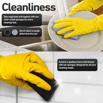 Casanero 6 Pack Silicone Dish Sponges, Heavy Duty Non Scratch Sponges for Dishwashing, Reusable Household Cleaning Sponges for Kitchen, Countertop, Bathroom, Non Stick Cookware or Car