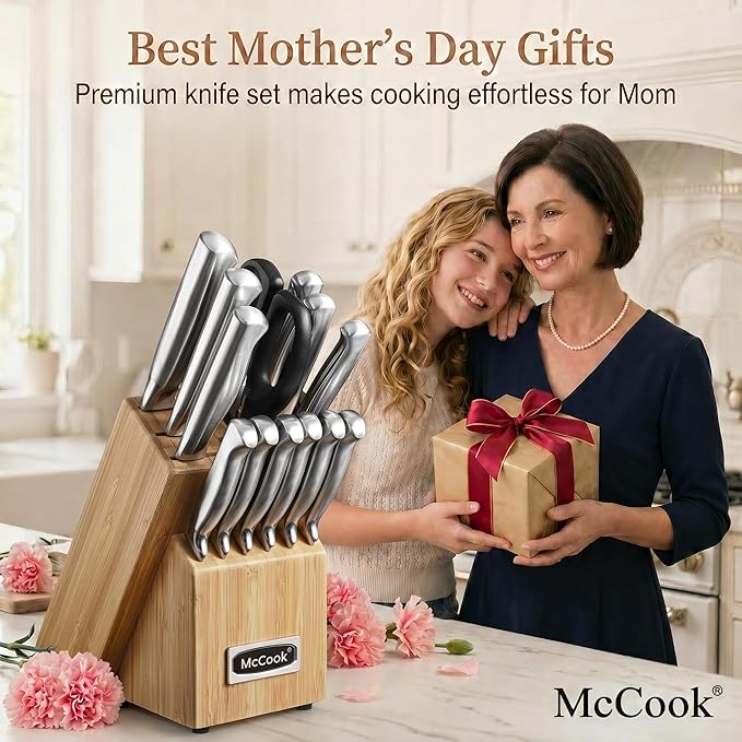 McCook® Knife Sets,German Stainless Steel Knife Block Sets with Built-in Sharpener - Image 2