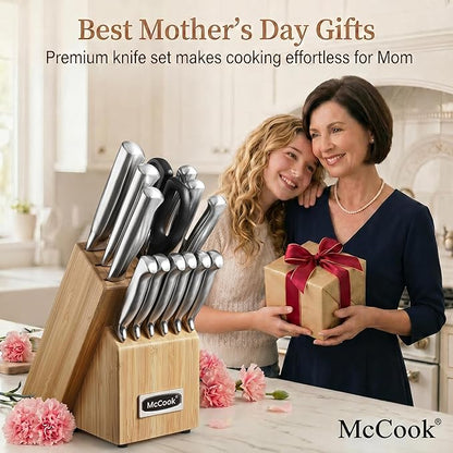 McCook® Knife Sets,German Stainless Steel Knife Block Sets with Built-in Sharpener - Image 2