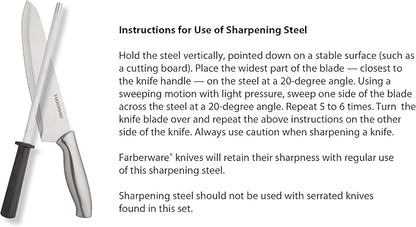 Farberware 15-Piece Stamped Stainless Steel Knife Block Set, High-Carbon Stainless Steel Kitchen Knife Set with Ergonomic Handles, Razor-Sharp Knives with Wood Block, 15-Piece Set, Graphite - Image 8