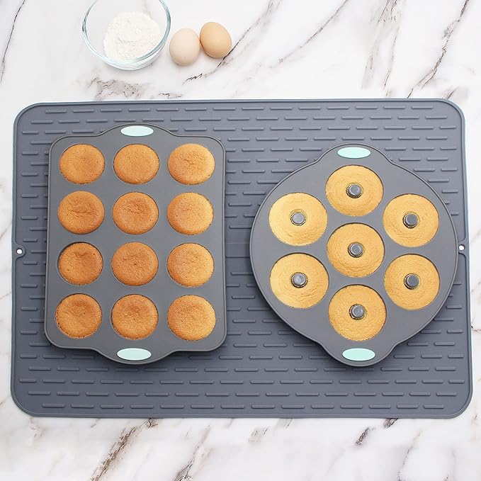 To encounter Silicone Dish Drying Mat - Extral Large 20" x 16" - Set of 2 Flexible Rubber Drying Mat, Heat Resistant Silicone Trivet, Countertop Mat, Dish Draining Mat, Sink Mat - Image 8