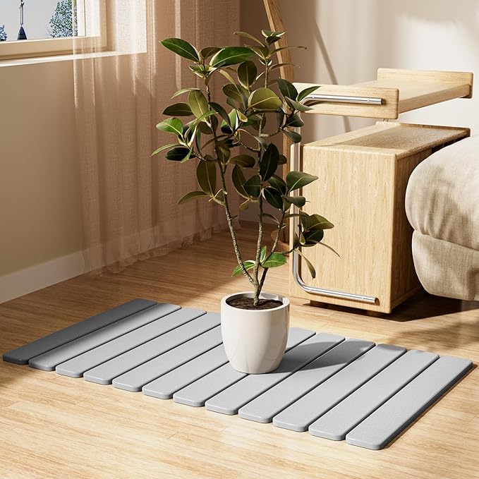 Large Stone Bath Mat 31.5 x 19.7in, Quick Dry Stone Drying Mats for Bathroom, Super Absorbent Foldable Bath Stone Mat, Non Slip, Large Diatomaceous Earth Dish Drying Mat for Kitchen Counter - Image 8