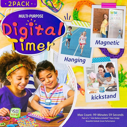 2 Pack Digital Timer for Kids, Magnetic Kitchen Timers for Cooking, Egg, Teachers, Classroom, Study, Exercise, Oven Baking - AAA Battery Included - Image 4