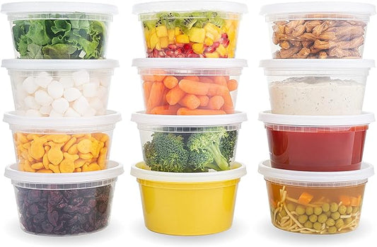 DuraHome Deli Containers with Lids 12 oz. Leakproof 40 Pack BPA-Free Plastic Microwaveable Clear Food Storage Container Premium Heavy-Duty Quality, Freezer & Dishwasher Safe (12 oz.) by DuraHome