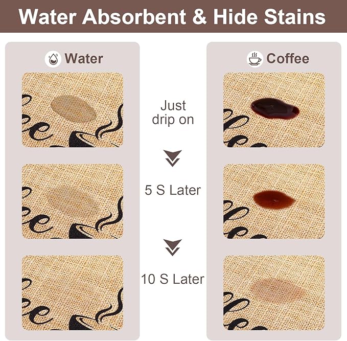 CooRug Absorbent Coffee Mat, Fashion Dish Drying Mat for Kitchen Counter Coffee Bar Accessories Espresso Machine Dish Rack 17" x 32" Beige - Image 3