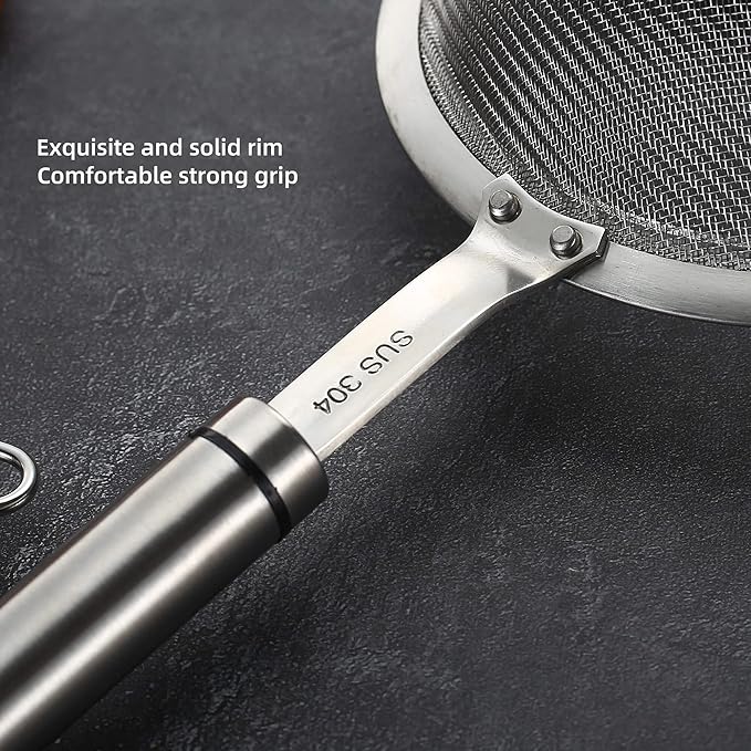 Stainless Steel Fine Mesh Strainers for Kitchen, Colander-Skimmer with Handle, Sieve Sifters for Food, Tea, Rice, Oil, Noodles, Fruits, Vegetable 4.73 inch - Image 6