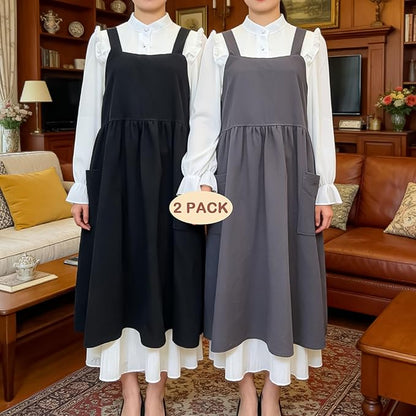Uaussi Cotton Linen Apron Cross Back Work Apron for Women with Pockets Pinafore Dress X Cross Halter Apron for Chef Gardening - Image 6