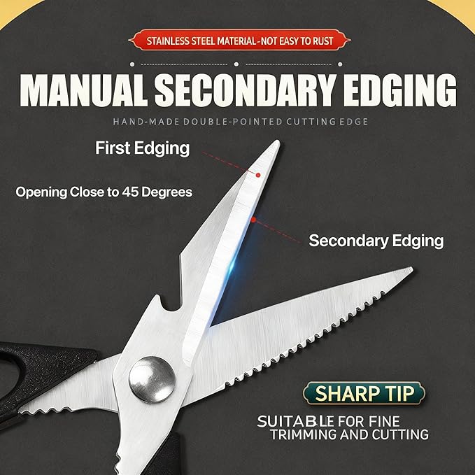 Magnificent Kitchen Scissors Heavy Duty - Multi-Purpose Kitchen Shears for Meat, Poultry, Food - Stainless Steel Cooking Scissors - Dishwasher Safe Culinary Shears - Image 4
