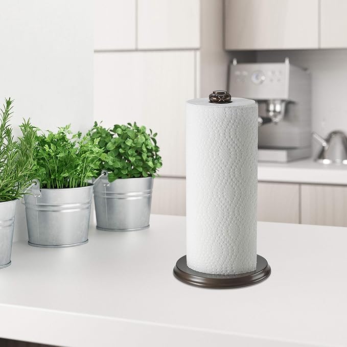 Paper Towel Holder Stand for Countertop, Decorative Freestanding Paper Towel Holder with Non-Slip Weighted Base, Heavy-Duty & Durable, Fits Regular & Jumbo Rolls, Oil Rubbed Bronze - Image 7