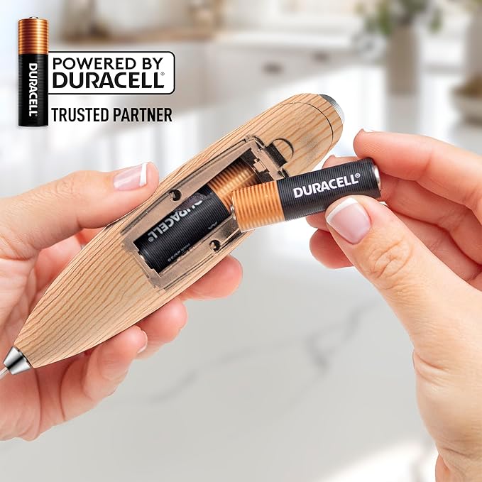 Zulay Kitchen Powerful Milk Frother Wand With 4 AA Duracell Batteries - Ultra Fast Handheld Drink Mixer - Electric Whisk Foam Maker for Coffee, Lattes, Cappuccino, Matcha & Creamer - Maple - Image 5