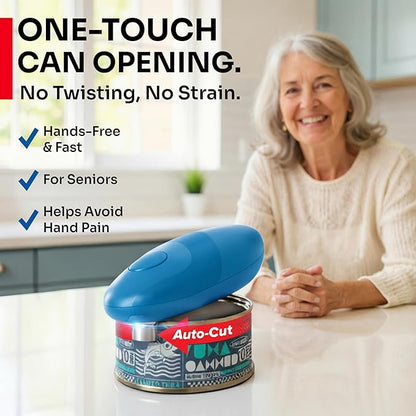MUELLER HOME SmoothEdge Auto Electric Can Opener – Battery‑Operated One‑Touch w Magnet Lid Lifter, Smooth‑Edge Cut Technology – Portable Hands‑Free Automatic Can Opener for Seniors & Arthritis, Blue - Image 2