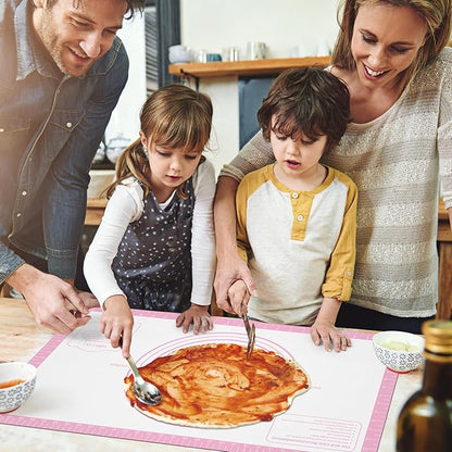 Non-stick Silicone Pastry Mat, Extra Large Baking Mat for Cookie Bread Pizza Pie Crust, Silicone Dough Mat for Rolling, Non-slip& Heat Resistant Pink 32X24 INCH