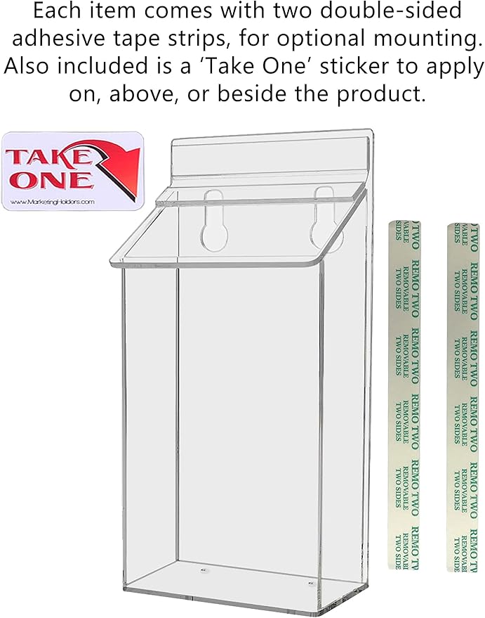 Outdoor Brochure Box with Lid Clear Acrylic Wall Mount Outside Bin Holds 4" x 6" Printed Postcards Perfect for Store Front Signs or Real Estate Box for Literature by Marketing Holders