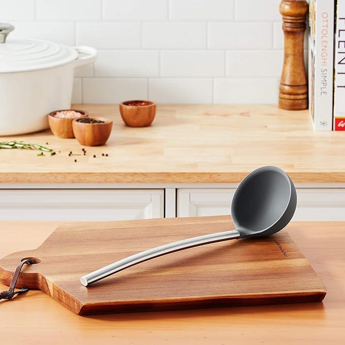 Tovolo Silicone Ladle With Stainless Steel Handle Deep Soup Ladle for Cooking Canning Serving Soup Punch Stew Sauce, Large Kitchen Utensil Spoon Dishwasher Safe BPA Free Silicone Charcoal Gray - Image 2