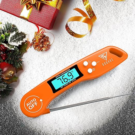 DOQAUS Digital Meat Thermometer, Instant Read Food Thermometer for Cooking with Backlit & Auto-Rotating Display, 4.6” Probe for Grilling, Baking, and Perfect BBQ - Orange - Image 6