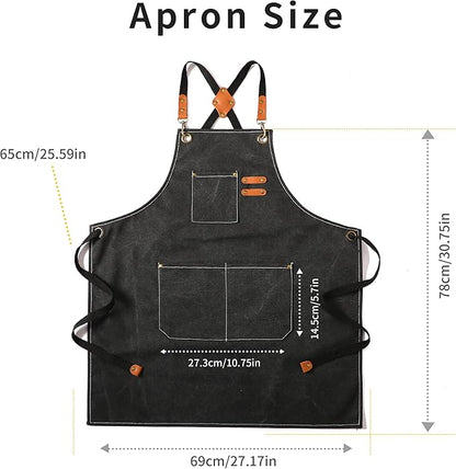 Tosewever Canvas Cross Back Chef Cotton Aprons for Men Women with Large Pockets - Image 7
