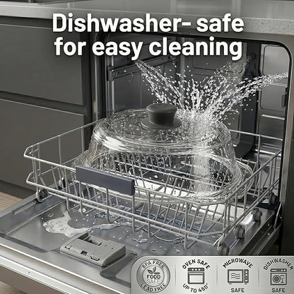 Bezrat Microwave Tall Glass Plate Cover | Splatter Guard Lid with Easy Grip Silicone Handle Knob | 100% Food Grade | BPA Free and Dishwasher Safe | 10 Inch (Black-) - Image 8