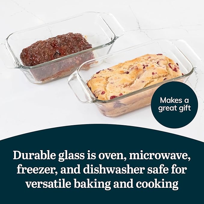 Libbey Baker’s Premium 2 Piece Glass Baking Dish Set, Stackable, Space Saving Glass Bakeware Set, Oven Baking Dish for Bread, Pound Cakes, Meatloaf - Image 5