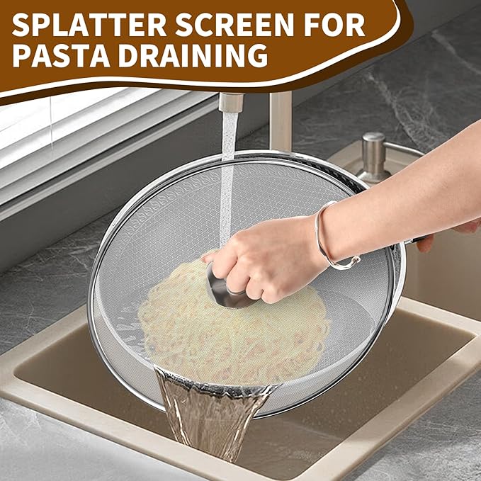 4-Pack Splatter Screens for Frying Pan - Stainless Steel Grease Splatter Guard with Foldable Knob