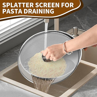 4-Pack Splatter Screens for Frying Pan - Stainless Steel Grease Splatter Guard with Foldable Knob