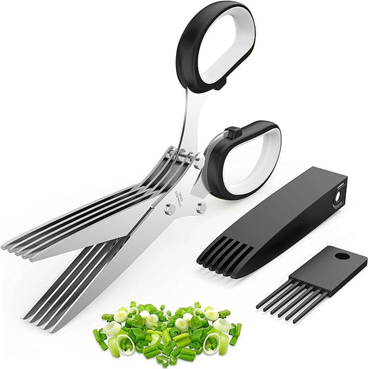 2026 Upgraded Herb Scissors, Effortless Herb Shears Cutter Tool with Sharp Stainless Steel Blades for Fresh Herbs, Must-Have Kitchen & Cooking Gadget, Black