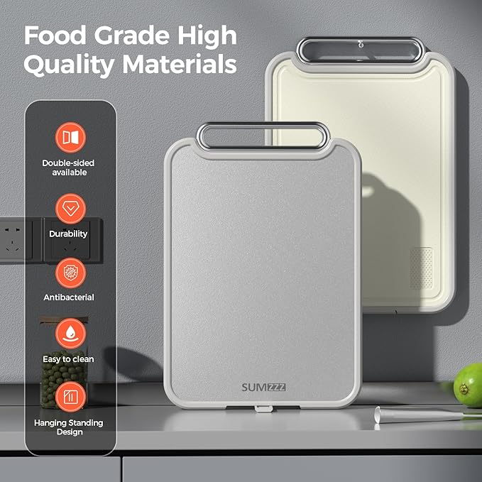 Sumzzz 2-in-1 Stainless Steel Cutting Board, Double-Sided for Raw Meat & Vegetables, Dishwasher Safe, Easy to Clean, Non-Slip Large Chopping Board with Juice Groove, Ideal for Home Kitchen (16”×11”) - Image 3