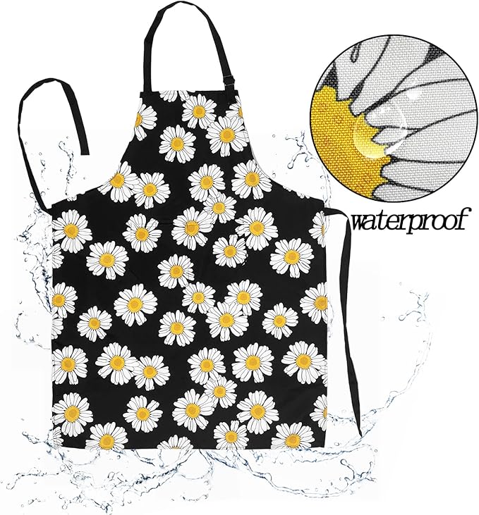 Adjustable Waterproof Apron Bib Apron with 2 Pockets Cooking Kitchen Aprons for Women Men Chef
