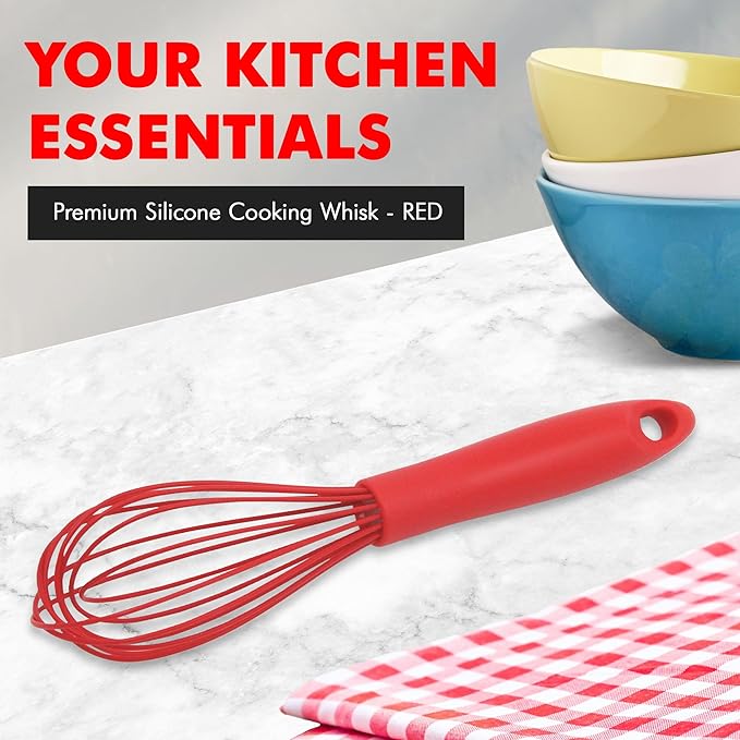 Chef Craft Premium Silicone Wire Cooking Whisk, 10.5 Inch, Red - Image 2