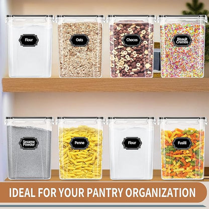 PRAKI Large Airtight Food Storage Containers 5.2L / 195oz, 4pcs Pantry Kitchen Organizers and Storage for Flour, Sugar, Baking Supplies, BPA Free, Plastic Flour Containers with 20 Labels & Maker - Image 7