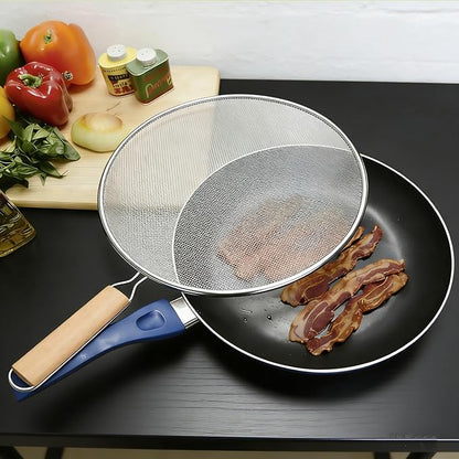 3 Pieces Grease Splatter Screen for Frying Pan, 21/25.5/29cm, with Wooden Handle - Image 7