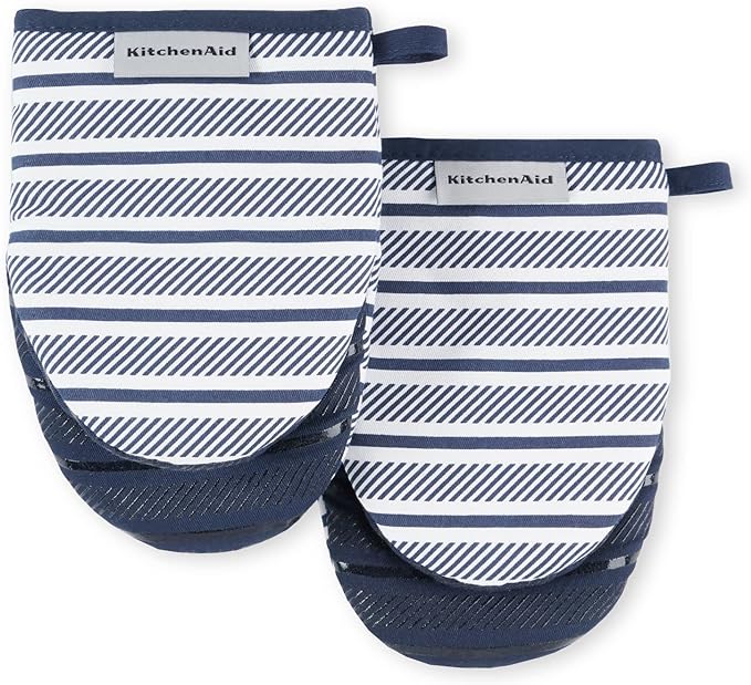 KitchenAid Albany Mini Oven Mitt 2-Pack Set, Ink Blue, 5.5"x8" by KitchenAid