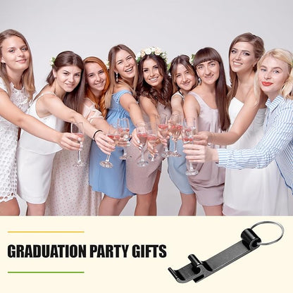 FoldTier 50 Pcs Graduation Thank You Favors Bottle Opener Keychain Bulk, Bottle Opener Party Favors for Wedding Graduation Baby Shower Guests(Thank You,Black)