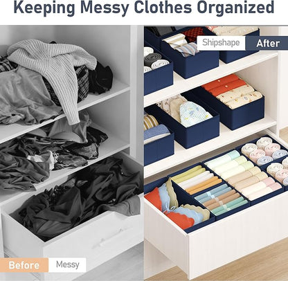 DIMJ Drawer Organizer Clothes Storage - 18 Pack Baby Dresser Organizer for Nursery, Foldable Drawer Dividers for Bedroom Closet Organization, Fabric Storage Bins for Socks, Underwears, Bras - Image 5