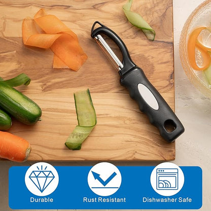 Premium Swivel Vegetable Peeler, Soft Grip Handle and Ultra Sharp Stainless Steel Blades - Perfect Kitchen Peeler For Veggie, Fruit, Potato, Carrot, Apple - Black