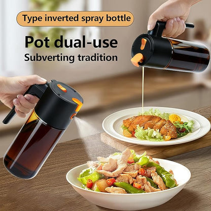 Olive Oil Spray Bottle Dispenser, 2-in-1 Glass Material Kitchen Cooking Oil Sprayer, 17 oz/500 ml Cooking Spray, Glass Spray Bottle with Tipper, Food Grade Spray for Kitchen, Salad, Frying, Barbecue - Image 4