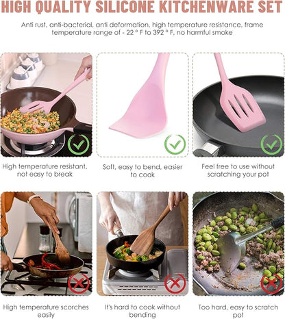 Kitchen Utensils Set-12 Pieces Silicone Cooking Utensils Set (Dishwasher Safe) 392°F Heat Resistant Spatula Set, Nonstick Cookware - Image 3