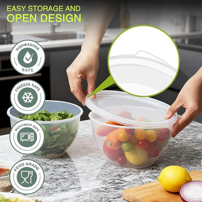 Greentainer Plastic Mixing Bowls with Lids Set for Kitchen, 5 Set Nesting Bowls for Mixing, Baking, Prepping, Cooking and Serving Food, Mixing Bowls Dishwasher, Microwave Safe - Image 6