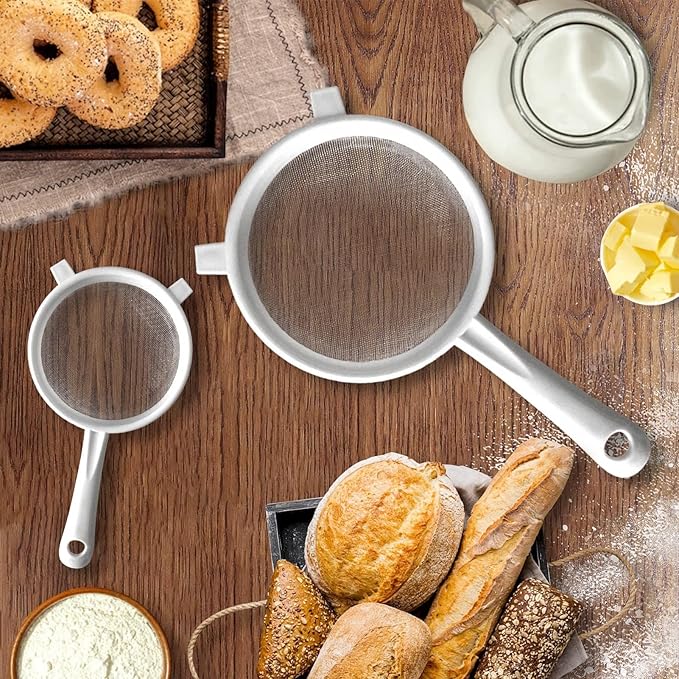 3 Pcs Plastic Nylon Fine Mesh Kefir Strainer Set with Handle, Sieve Fine Mesh Colander Flour Sifter for Yogurt Baking Kitchen Kefir Tea Juice Pasta