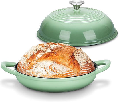 Bread Dutch Oven for Sourdough Baking (5.5 QT), Joyfair Enameled Cast Iron Dutch Oven Pot with Lid, Sourdough Bread Pan with Dual Handles, Non-Stick & Even Heat, Oven-safe up to 500°F, Pistachio Green by Joyfair