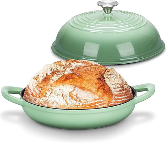 Bread Dutch Oven for Sourdough Baking (5.5 QT), Joyfair Enameled Cast Iron Dutch Oven Pot with Lid, Sourdough Bread Pan with Dual Handles, Non-Stick & Even Heat, Oven-safe up to 500°F, Pistachio Green by Joyfair