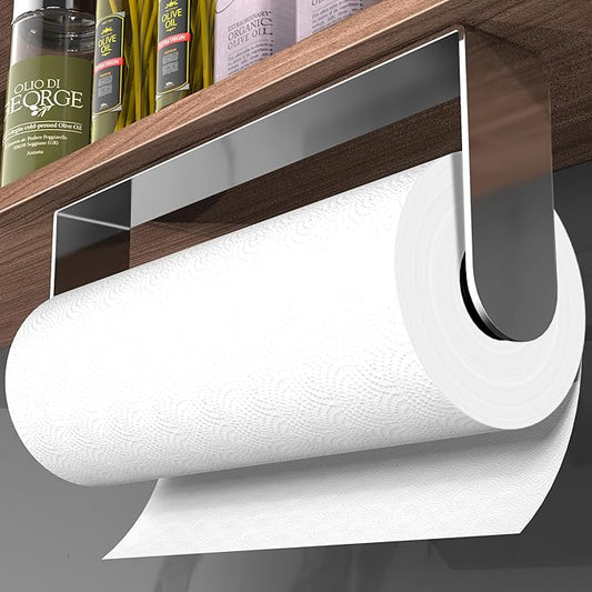 ZUNTO Adhesive Paper Towel Holder, Under Cabinet Paper Towel Rack for Kitchen - Great Space Saver, SUS 304 Stainless Steel (Polished) by ZUNTO