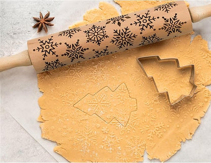 Mrs. Anderson’s Baking Embossing Rolling Pin, Snowflake Design, European Beechwood - Image 4