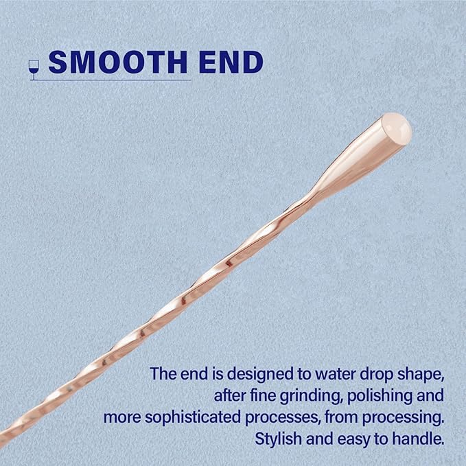 2 Pcs 12 Inches Bar Spoon, Long Handle Mixing Stirrers for Drink, Briout Stainless Steel Bar Cocktail Shaker Spoon, Rose Gold - Image 5