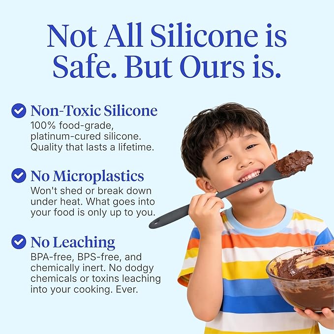 GIR 5-Piece Silicone Kitchen Utensils Set, Non-Toxic Cooking Utensils for Cooking and Baking, Heat Resistant, Food Grade, Dishwasher Safe Rubber Spatula, Ladle, Spoon - Charcoal - Image 4