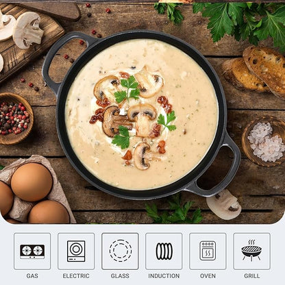 Northriver Casting 6 QT Basics Cast Iron Dutch Oven Pot with Lid and Dual Handles, Oven Safe up to 500°F Large Cooking Pan,Bread Oven