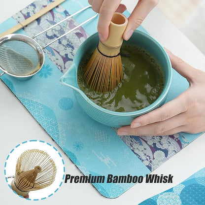 Clay&Fire Matcha Whisk Set, Ceramic Matcha Set, Matcha Bowl with Spout and Whisk, 9 pcs Matcha Tea Kit for Matcha Lovers, Ideal Gift Christmas, Birthday (Blue) - Image 3