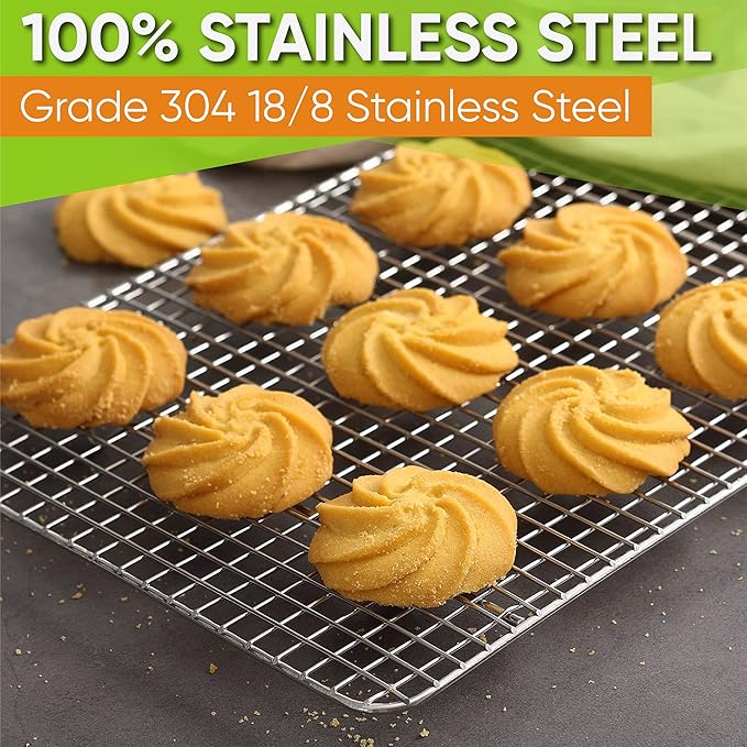Spring Chef 8.5 x 12 Inch Stainless Steel Cooling Rack for Cooking and Baking - Oven Safe Cookie Cooling Rack - Fits Small Quarter Sheet Pan - Dishwasher Safe - Image 8