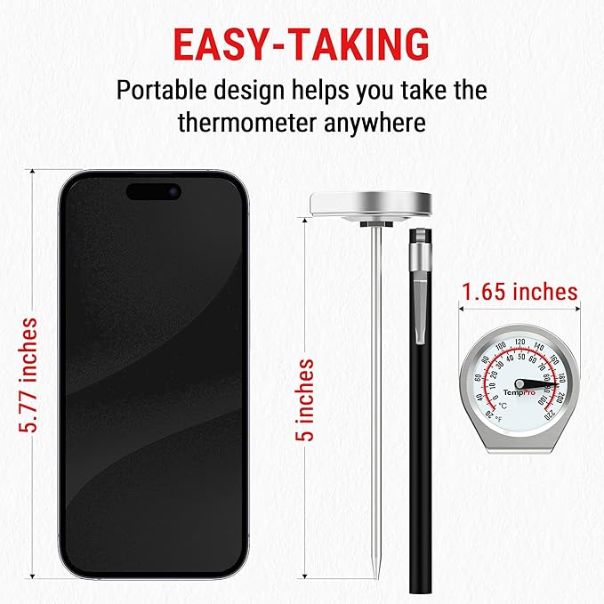 TempPro Dial Instant Read Meat Thermometer for Cooking, Grill Food Thermometer with Glass Lens, Portable Kitchen Thermometer for Liquid, Steak, Turkey Temp Checking (Previously ThermoPro) - Image 4