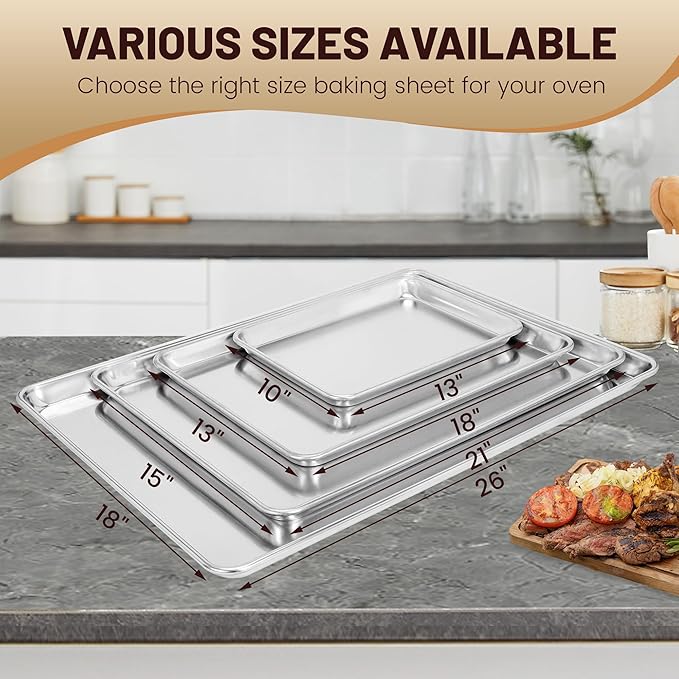 BIEAMA 6 Pack Half Size Baking Sheet Pan Aluminum Commercial Pan for Oven Freezer Bakery Hotel Restaurant 18" × 13" - Image 8