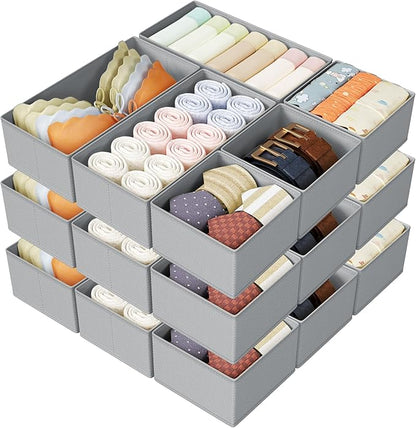 DIMJ Drawer Organizer Clothes Storage - 18 Pack Baby Dresser Organizer for Nursery, Foldable Drawer Dividers for Bedroom Closet Organization, Fabric Storage Bins for Socks, Underwears, Bras by DiMJ